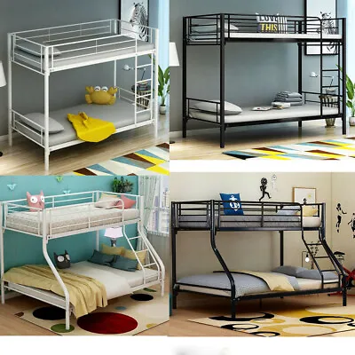 Single Triple Bunk Beds Metal Frame High Sleeper Children Kids Bedroom Furniture • £158.99