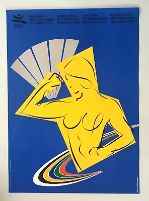 Official Original 1992 Barcelona Olympic Games Gold Lady Poster 19 5/8 X 27 1/2 • $49.95