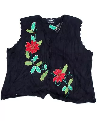 Black - Vintage UGLY Christmas Sweater Vest - LADIES - SMALL • $32.95