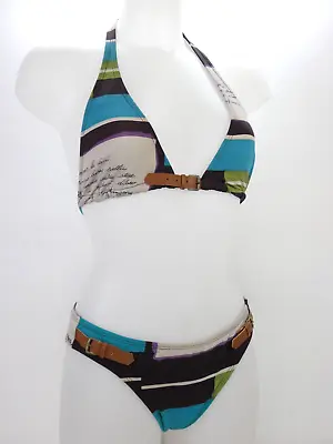 Retro Bikini Leather Buckle Strap Aguaclara Swimsuit Full Cover Swimwear Size XL • £14.99