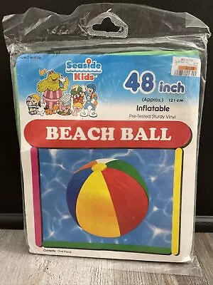 Vintage Giant Beach Ball Inflatable 48” Seaside Kids - NEW IN PACKAGE - RARE! • $188.42