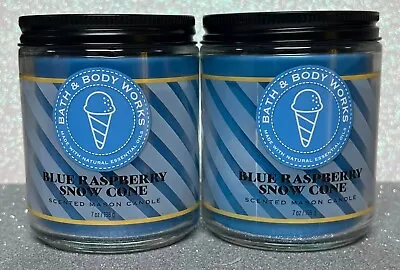 2 Pack Bath & Body Works Single Wick Candles Blue Raspberry Snow Cone 7 Oz. Jars • $22.07