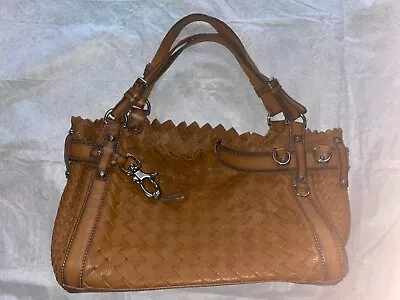 Vintage Francesco Biasia Handbag Woven Boho  Brown  Calfskin Leather • $99.90