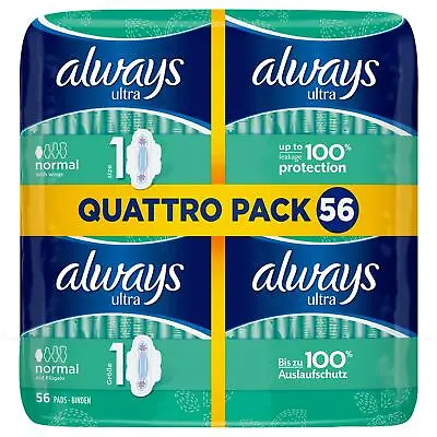 £10.99 • Buy Always Ultra Normal Size1 Towels With Wings Absorbent Protect - Pack Of 56 Pads