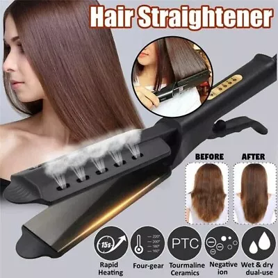 Hair Iron Flat 2-in-1 Ceramic Coating Hair Straightener Comb Hair Curler Beauty • £10.99