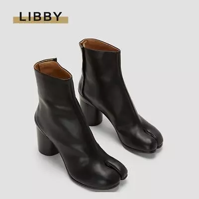 Brand Design Tabi Boots Split Toe Chunky High Heel Women Leather Boots • £72.19