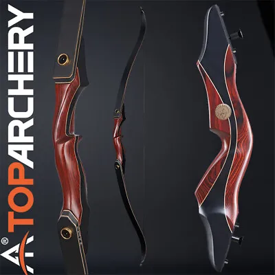 60  Archery Takedown Recurve Bow Wooden Longbow Hunting Bow Set RH 30-50lbs • $116.55