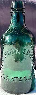 Antique Hawthorne Spring Saratoga Bottle - Dark Green • $68