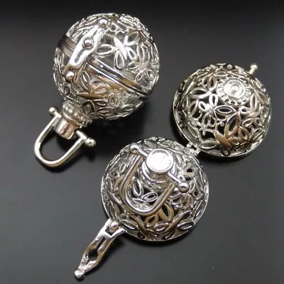 2 Pcs Silver Mexican Bola Ball Hollowed Butterflies Harmony Locket Pendant Charm • $4.74