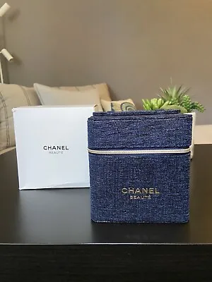 CHANEL Beauty Exclusive Makeup Box Travel Cosmetic Case Blue NEW! • $74.99