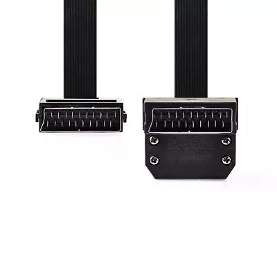 £10.78 • Buy Nedis SCART Flat Cable SCART Male To SCART Male 90° Angled 2m Black