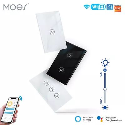 MOES 1/2/3Gang WiFi Smart Light Dimmer Switch Wall Touch Galss Alexa Google APP • $34.99