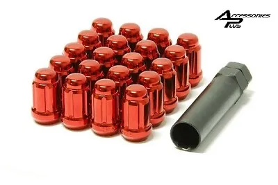 Set Of (20) & (1) Key 12x1.5 Red Spline Tuner 6 Spline Lock Lug Nut # Ap5655-red • $19.95