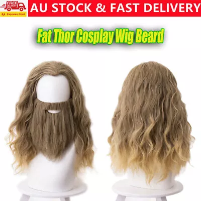 1/2x Avengers 4 Endgame Fat Thor Cosplay Wig Beard Curl Wig Party Prop Costume • $29.99