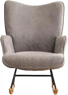 Row Contemporary Modern Style Rocking Chair-Fabric Accent Chair-Gray • $109.15