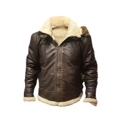 Men’s RAF Aviator Real Leather Jacket Coat Bomber B3 Sheep Skin Pilot Flying • £64.99