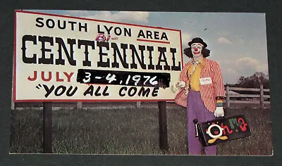 Michigan South Lyon Area Bi- Centennial Clown Ohme Mich Mi Vtg Postcard Unused • $9.99