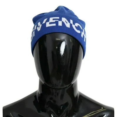 GIVENCHY Paris Blue Wool Hat Logo Beanie Unisex Men Women One Size Winter Warm • $67.49