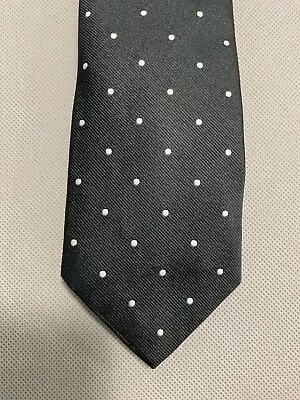 BROOKS BROTHER Silk Black With White Polka Dot Design Tie BRAND NEW • $29.99