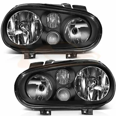 $78.99 • Buy Headlights Assembly Set For 1999-2006 Volkswagen Golf Black Housing Replacement