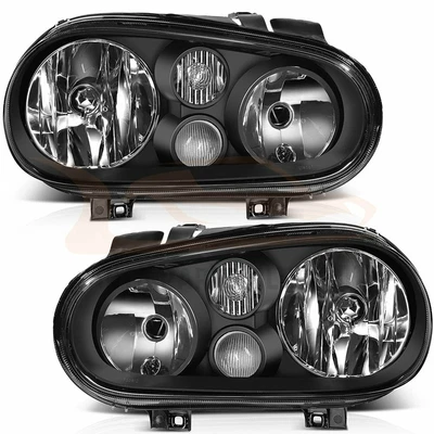 Headlights Assembly Set For 1999-2006 Volkswagen Golf Black Housing Replacement • $82.79