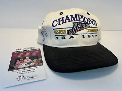 Karl Malone Autographed Signed Autograph Auto Utah Jazz 1997 Champions Hat JSA • $54.95