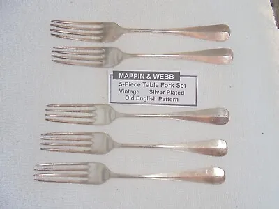 Vintage Mappin & Webb Silver Plated 5 Piece Table Fork Cutlery • $38.50