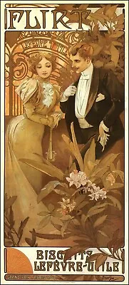  1898 Flirt Alphonse Mucha Art Nouveau Poster Interior Wall Art Decor • $16.90