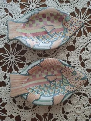 Mackenzie Childs Multicolored Fish Story Soap Dish Trinket Tray Vintage (2) • $100