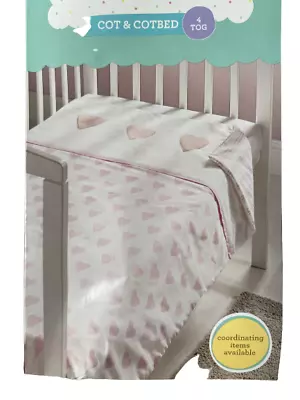 George Baby 100% Cotton Hearts Quilt  100x120 Cm Ages 1+ Use In Cots And Cotbeds • £12
