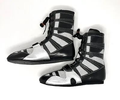 MEN'S TOPBOXER VIPER BOXING BOOTS BLACK SILVER- SIZE 9 Or 10 • $99.95