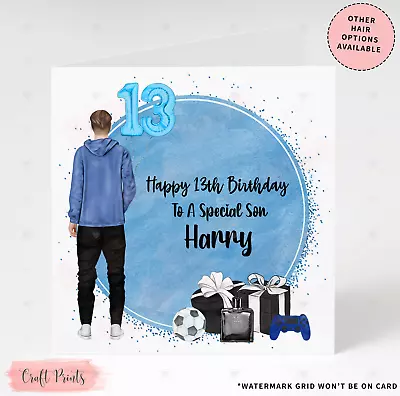 Handmade Personalised Birthday Card 10th 13th 14th 16th Boy Son Grandson Nephew • £3