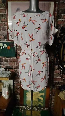 Zara Basic White Bird Print Oversize Dress Size UK8. Possibly Upto A Size UK14 • £9.50