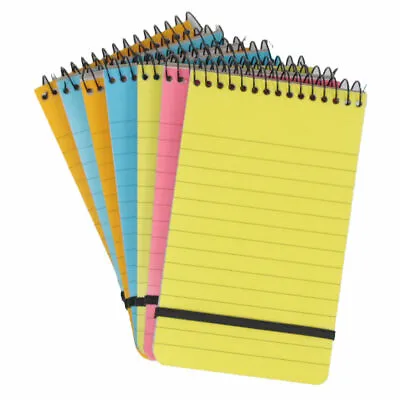 Note Pad A6 Spiral Multi-coloured Neon Ruled Notebook - Pack Of 3 Chiltern Wove • £2.99