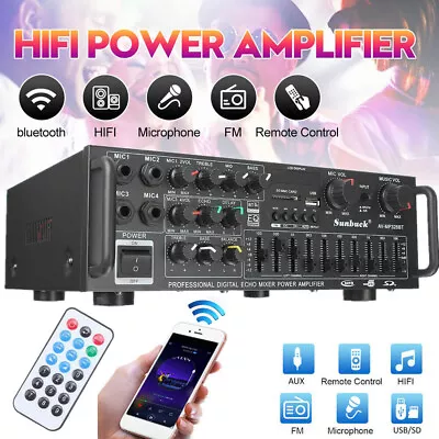 2000W Digital Power Amplifier Bluetooth Stereo HiFi Audio 2CH USB SD FM Car Home • £39.80