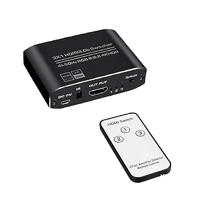 4K@60Hz HDMI Switch 3 Ports Vedio Links HDMI2.0b Switch 3 In 1 Out With Remote K • $13.50