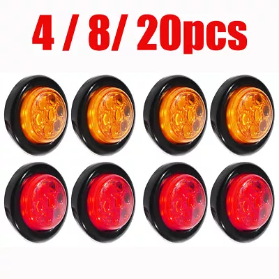 4/8PCS 2inch 12V Side Marker Lights Truck Trailer Round Bullet Light Amber/Red • $10.90