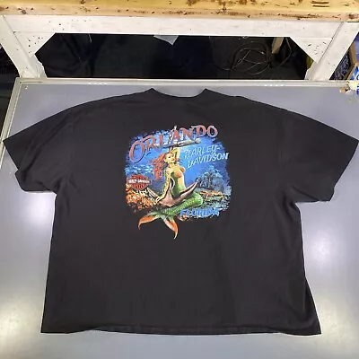 Harley Davidson Fanatics Mermaid Motorcycle Black Graphic T-Shirt Orlando 4XL • $18.97