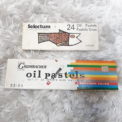 Vintage Grumbacher & Selectum Oil Pastels Pastel Sets 22-24 #18-0224 • $26.99