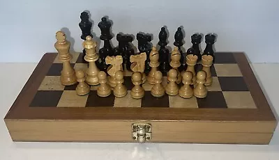 Vintage Folding Wood Chessboard With Wood Chess Pieces • $30