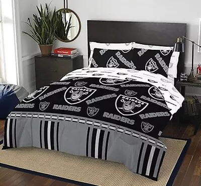 Las Vegas Raiders NFL Rotary Queen Bed In A Bag Set • $153.95