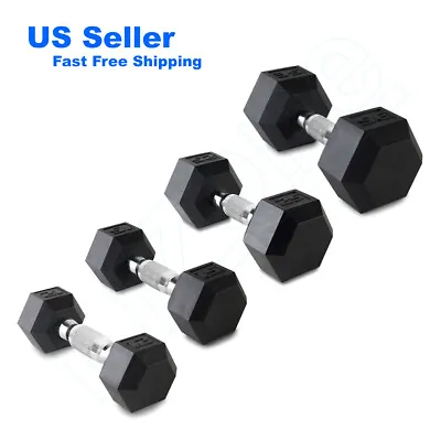 Titan Fitness 12/15/25/35 Lbs Pair Free Weights Black Rubber Coated Hex Dumbbell • $24.99