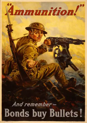 £14.95 • Buy WW2 Vintage Ammunition And Remember Bonds Buy Bullets A1 Size Propaganda Poster