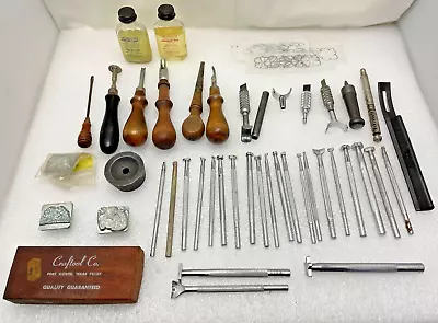 Large Lot Of 50 Vintage Leather Working Tools 23 Stamps Craftool • $129.99