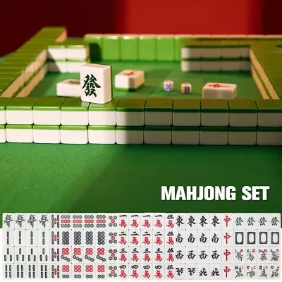 Mini Chinese Mahjong 144 Mahjong Tile Set With Mahjong Mat Travel Board GrGjD • $35.62