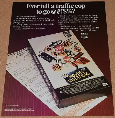 1985 Print Ad Moving Violations CBS Fox Video Movie Ever Tell A Traffic Cop Off • $9.98