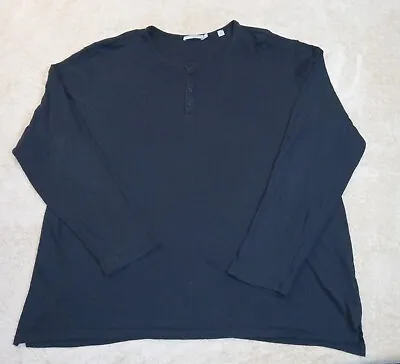 Vince Men's Henley Shirt Long Sleeve 2XL XXL Black • $17