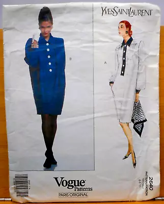 Vintage Vogue Pattern 2640 Paris Original Yves Saint Laurent-Dress Sz-6-8-10 FF • $16.99