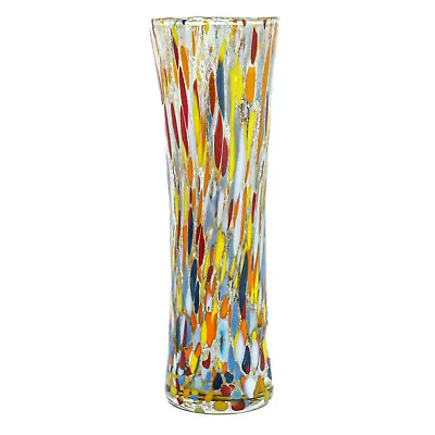 Murano Glass Vase  Yellow Red White Multi Handmade Millefiori 18cm High • £31.95