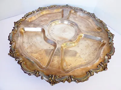 VTG Poole Bristol EPCA Silver Plated Footed Turntable Devided 17  Serving Tray  • $90